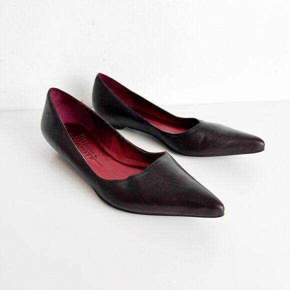 Bronx Fabia Pointed toe flat with small wedge block heel brown leather size 36 - Picture 1 of 7